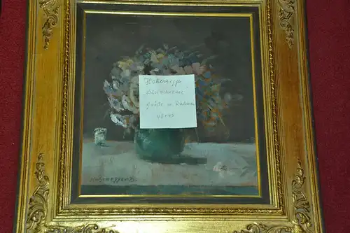 Gemälde, Öl auf Platte,Blumen.sign.:Simon Hohenegger u. gerahmt