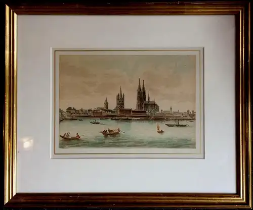 Ansicht von Köln – Original-Farblithographie nach Caspar Scheu, gerahmt