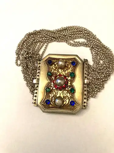 Antike Kropfkette / Trachten Collier aus teilvergoldetem Silber ,München um 1900
