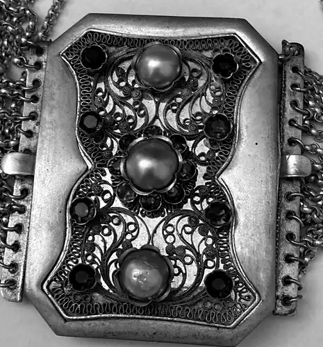 Antike Kropfkette / Trachten Collier aus teilvergoldetem Silber ,München um 1900