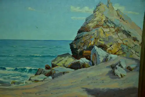 Ölbild,Küste,Rudolf Kalb, 1913,auf Malerkarton,gerahmt