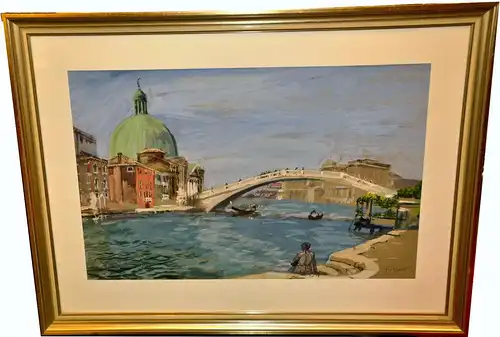 Aquarell,Venedig,sign.Reiser-Schwaig,Chiesa di S.Simeone Pic.+Ponte degli Scalzi