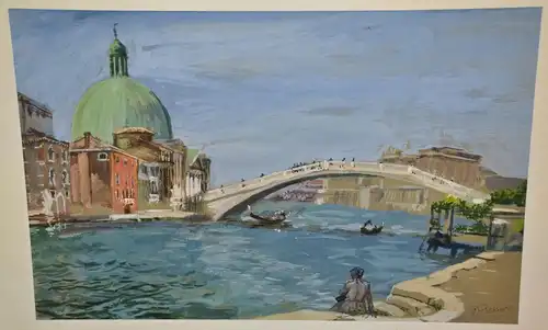 Aquarell,Venedig,sign.Reiser-Schwaig,Chiesa di S.Simeone Pic.+Ponte degli Scalzi