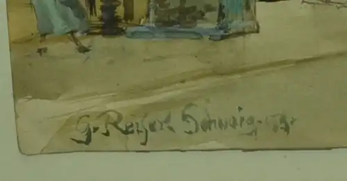 Aquarell,sign. Reiser-Schwaig 1959, Residenz München,Eingang Westflügel u.Löwen