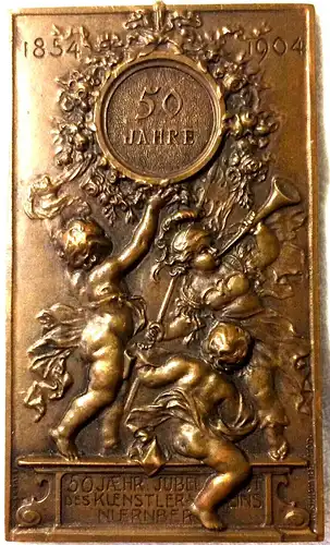 Kleine Bronzeplakette von H. Schwabe 1904 Nürnberger Künstlerverein