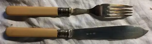 14-teiliges versilbertes Fischbesteck ohne Marke im Original-Besteckkasten
