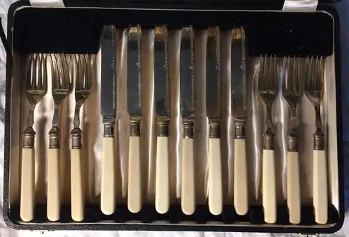 14-teiliges versilbertes Fischbesteck von C. W. FLETCHER & SON LTD