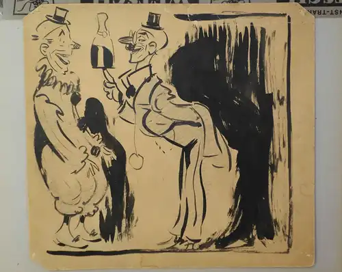 Zeichnung L. Hollen, Comic drawing, black ink and pencil on paper