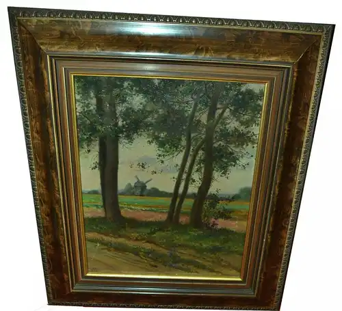 Gemälde,Landschaft mit Windmühle,sign.: Carl Voss, 1856 - 1921 München,gerahmt