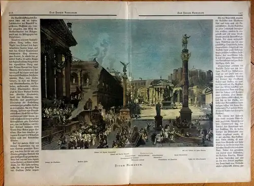 Colorierter Holzstich „Forum Romanum“ von Adolf Closs nach Gustav Bauernfeind