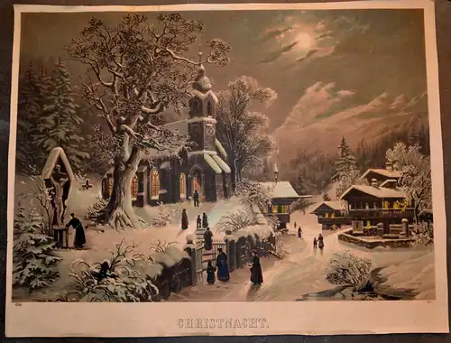 Lichtdruck,Christnacht,koloriert,um 1900