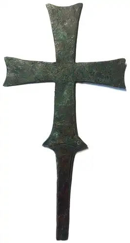 Byzantinischer Kreuzaufsatz aus Bronze, ca. 9. - 12. Jahrhundert