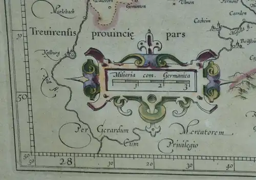 Kupferstich Landkarte, Herzogtum Berg,Grafschaft Marck,Mercator, Hondius,gerahmt