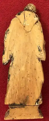 Geschnitzte Heiligenfigur aus Lindenholz, 18. Jahrhundert, beschädigt