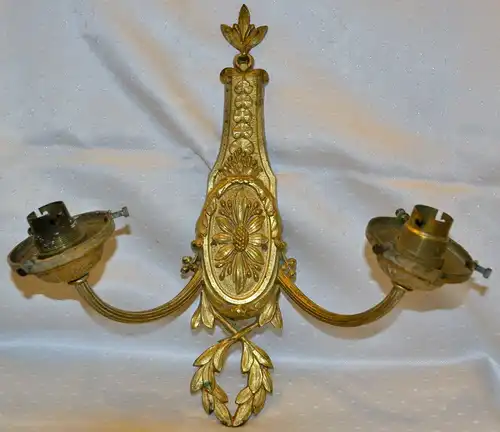 Wandlampe,zweiarmig,vergoldet,um 1900,wohl Großbritannien