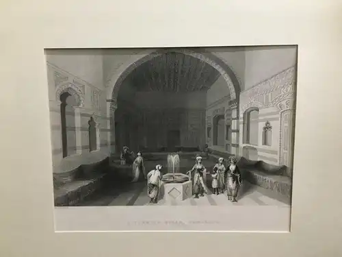 Grafik,Stahlstich, Türkischer Divan in Damaskus,1840