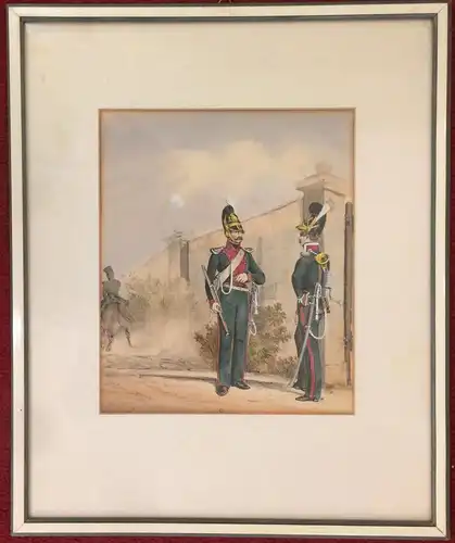 Handcolorierte Lithographie Chevauxleger Regiment Thurn und Taxis.....