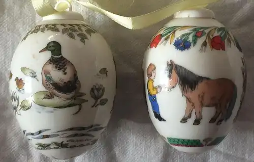 Zwei Ostereier aus Porzellan der Firma HUTSCHENREUTHER 1989 und 1992