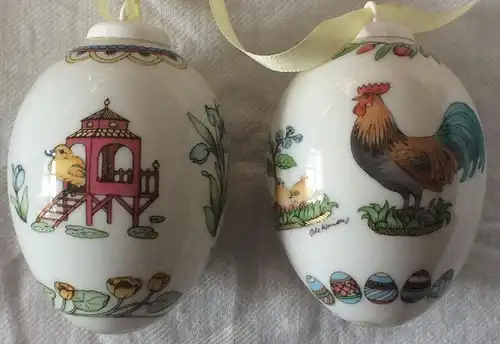 Zwei Ostereier aus Porzellan der Firma HUTSCHENREUTHER 1993 und 1995