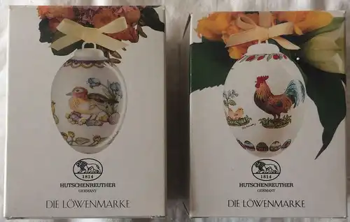 Zwei Ostereier aus Porzellan der Firma HUTSCHENREUTHER 1993 und 1995