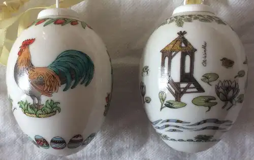 Zwei Ostereier aus Porzellan der Firma HUTSCHENREUTHER 1989 und 1993