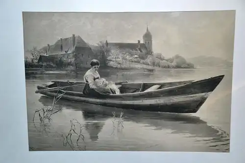 Holzstich, Carl Raupp, 1837-1918,,Friede am Chiemsee
