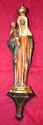 Madonna m.Kind,Holz,Halbfigur,polychrom gefasst,um 1900,alpenländisch,m.Konsole