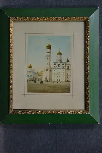 Fotografie, koloriert, Orthodoxe Kirche in Moskau, Russland,gerahmt