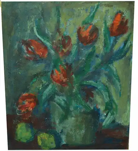 Ölgemälde,Tulpen in einer Vase, Sign.Pawlowski,Impressionismus, gerahmt, wohl ca