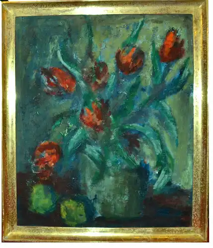 Ölgemälde,Tulpen in einer Vase, Sign.Pawlowski,Impressionismus, gerahmt, wohl ca