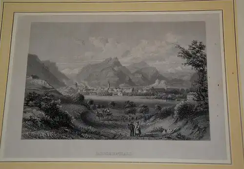 Reichenhall,Stahlstich,Verlag:Hildburghausen,um 1850,Passepartout,gerahmt