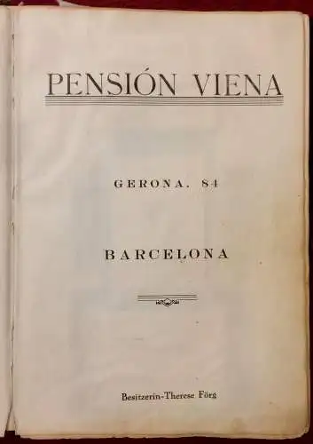 Gästebuch der Pension Viena in Barcelona, ab 1940