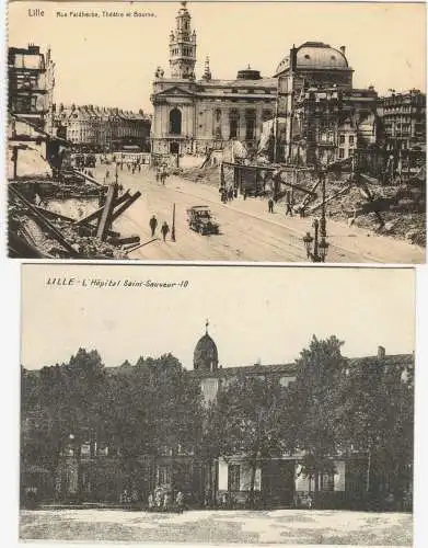 Drei Ansichtskarten aus Lille, Feldpostkarten 1. Weltkrieg 1915 und 1916