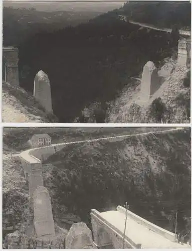 Zwei Photographien 1. Weltkrieg: Das gesprengte Viadukt von Asiago