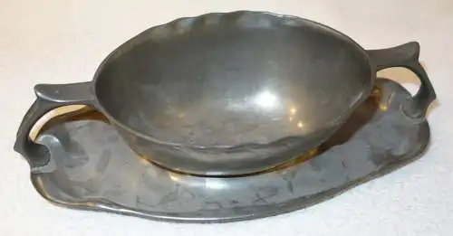 Zinn Pewter,Kayserzinn 4517,Sauciere mit Salamonssiegel,Jugendstil