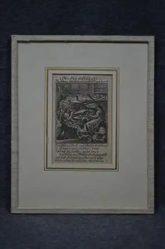 Kupferstich,Der Harnischmacher,1760,Christoph Weigel,Nberg,gerahmt,Passepartout
