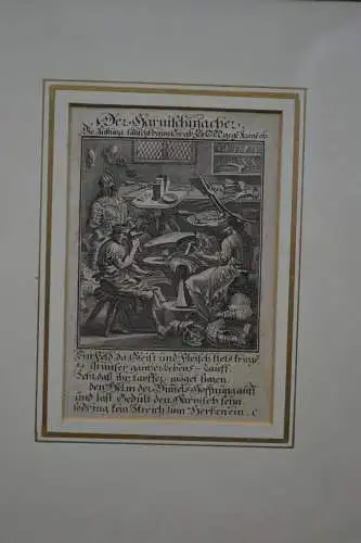 Kupferstich,Der Harnischmacher,1760,Christoph Weigel,Nberg,gerahmt,Passepartout