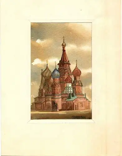 Aquarell,Basilius Kathedrale,Moskau ,1991