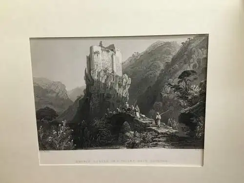 Grafik,Stahlstich, The Gothic Castele in a valley near Batroun,1841