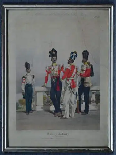 Stahlstich, koloriert, Costumes of the Indian Army, Madras Infantry, 1845