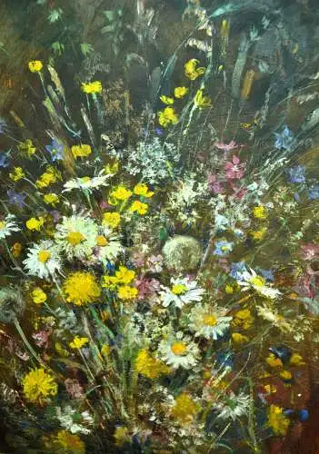 Gemälde,Öl a.Platte,Wiesenblumen,1947, signiert u. gerahmt