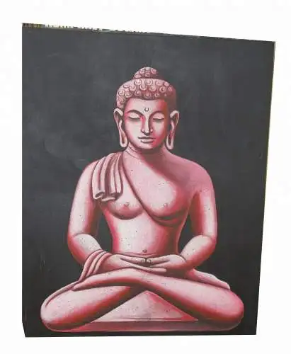 Gemälde,Acrylfarben,sitzender Buddha,rosa a.schwarzem Grund,a. Holzrahmen,20.Jhd