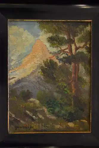 Ölbild, Landschaft im Hochgebirge,Matterhorn, sign.Gumberger München, 19 Jhdrt.