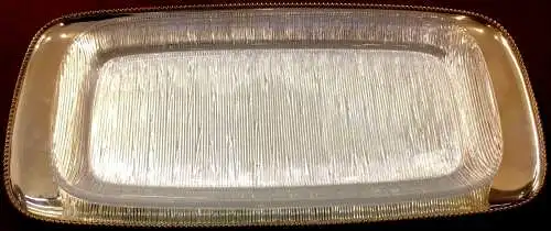 Flache rechteckige versilberte Schale von WMF mit Glaseinsatz