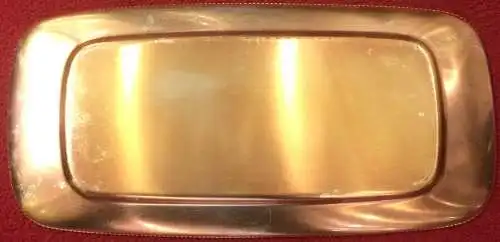 Flache rechteckige versilberte Schale von WMF mit Glaseinsatz