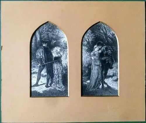 2 kleine Holzschnitte mit Szenen aus „FAUST“ v. K. W. Hecht, A. von Liezen-Mayer