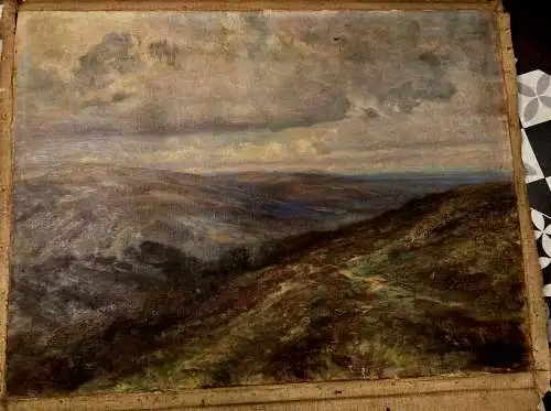 Gemälde 1800-1899  Landschaft,rückseitig Portrait(Jesu)