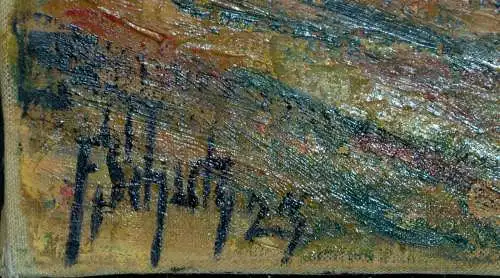 Gemälde,Öl a.Leinwand. Landschaft mit Baum bei Starnberg, F. Schutz,23
