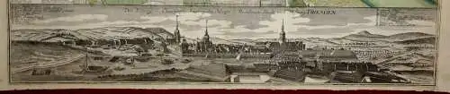 Dresden,M.Seutter,Karte der Stadt+Panoramaansicht,Legende,alt koloriert, 1730