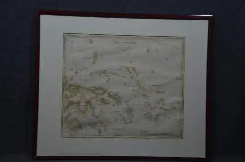 Landkarte Polynesien, Kupferstich koloriert, Perthes 1852, Antique map